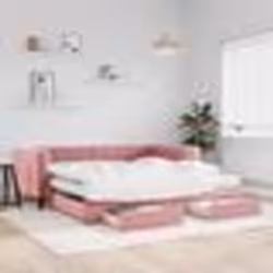 vidaXL Lit de jour avec gigogne et tiroirs rose 100x200 cm velours - 100 x 200 cm