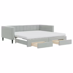 VidaXL 3196776, lit sofa, Gris, mousse, Métal, Polyester, Bois, 2130 mm, 1000 mm