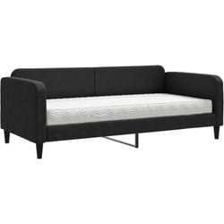vidaXL Lit de jour avec matelas noir 90x200 cm tissu - 90 x 200 cm