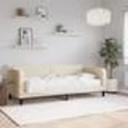 vidaXL Lit de jour avec matelas crème 100x200 cm tissu - 180 x 200 cm