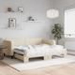 vidaXL Lit de jour avec gigogne sans matelas crème 90x200 cm - 90 x 200 cm
