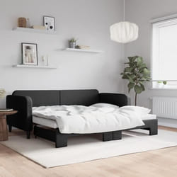 vidaXL Lit de jour avec lit gigogne noir 90x190 cm tissu - 90 x 190 cm