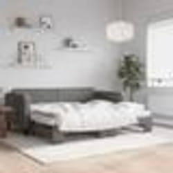 vidaXL Lit de jour avec gigogne et matelas gris foncé 90x200 cm tissu - 90 x 200 cm