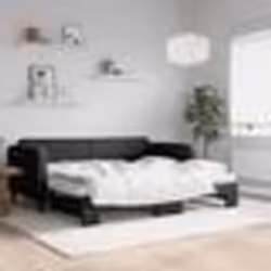 vidaXL Lit de jour avec gigogne et matelas noir 90x190 cm tissu - 90 x 190 cm