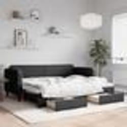 vidaXL Lit de jour avec gigogne et tiroirs sans matelas noir 80x200 cm - 80 x 200 cm