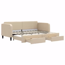 VidaXL 3196851, lit sofa, Crème, mousse, Métal, Polyester, Bois, 2230 mm, 900 mm