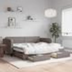vidaXL Lit de jour avec gigogne et tiroirs sans matelas taupe 90x200cm - 90 x 200 cm
