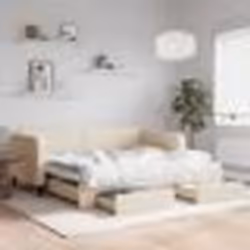 vidaXL Lit de jour avec gigogne et tiroirs sans matelas crème 90x200cm - 90 x 200 cm