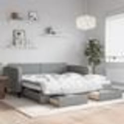 vidaXL Lit de jour avec gigogne et tiroirs sans matelas 100x200 cm - 100 x 200 cm
