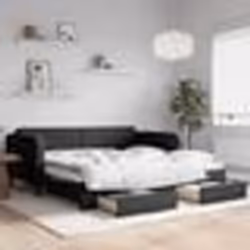 vidaXL Lit de jour avec gigogne et tiroirs sans matelas noir 100x200cm - 100 x 200 cm