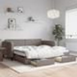 vidaXL Lit de jour avec gigogne et tiroirs taupe 100x200 cm tissu - 100 x 200 cm