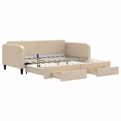 VidaXL 3196861, lit sofa, Crème, mousse, Métal, Polyester, Bois, 2230 mm, 1100 mm