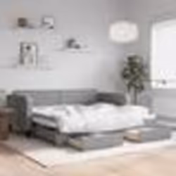 vidaXL Lit de jour avec gigogne et tiroirs gris clair 90x190 cm tissu - 90 x 190 cm