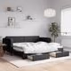 vidaXL Lit de jour avec gigogne et tiroirs noir 90x190 cm tissu - 90 x 190 cm