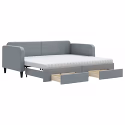 VidaXL 3196865, lit sofa, Gris, mousse, Métal, Polyester, Bois, 2230 mm, 900 mm