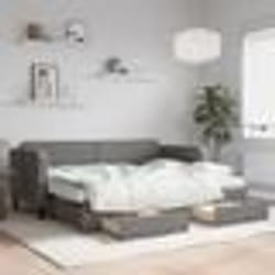vidaXL Lit de jour avec gigogne et tiroirs gris foncé 80x200 cm tissu - 80 x 200 cm