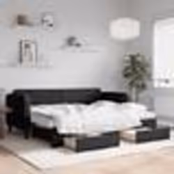 vidaXL Lit de jour avec gigogne et tiroirs noir 80x200 cm tissu - 80 x 200 cm