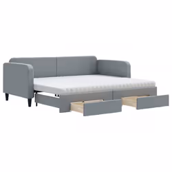 VidaXL 3196870, lit sofa, Gris, mousse, Métal, Polyester, Bois, 2230 mm, 1000 mm