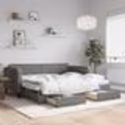 vidaXL Lit de jour avec gigogne et tiroirs gris foncé 90x200 cm tissu - 90 x 200 cm