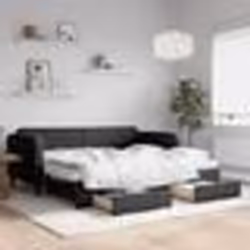 vidaXL Lit de jour avec gigogne et tiroirs noir 90x200 cm tissu - 90 x 200 cm