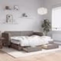 vidaXL Lit de jour avec gigogne et tiroirs taupe 90x200 cm tissu - 90 x 200 cm
