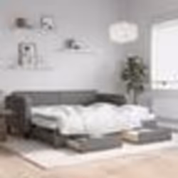 vidaXL Lit de jour avec gigogne et tiroirs gris foncé 90x190 cm tissu - 90 x 190 cm