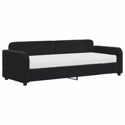 VidaXL 3196902, lit sofa, Noir, mousse, Métal, Polyester, Bois, 2230 mm, 910 mm
