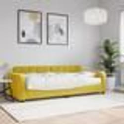 vidaXL Lit de jour avec matelas jaune 90x200 cm velours - 90 x 200 cm