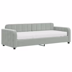 VidaXL 3196912, lit sofa, Gris, mousse, Métal, Polyester, Bois, 2230 mm, 1100 mm