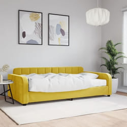 vidaXL Lit de jour avec matelas jaune 100x200 cm velours - 100 x 200 cm