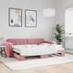 vidaXL Lit de jour avec gigogne sans matelas rose 80x200 cm - 80 x 200 cm