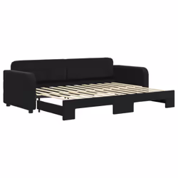 VidaXL 3196926, lit sofa, Noir, mousse, Métal, Polyester, Bois, 2230 mm, 910 mm