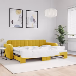 vidaXL Lit de jour avec lit gigogne jaune 80x200 cm velours - 80 x 200 cm