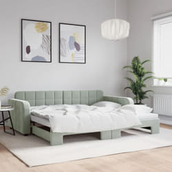 Vidaxl - Lit de jour avec lit gigogne gris clair 90x200 cm velours