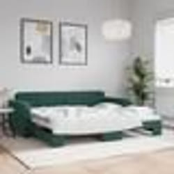 vidaXL Lit de jour avec gigogne sans matelas vert foncé 90x200 cm - 90 x 200 cm