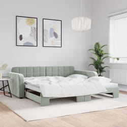 Lit de jour avec lit gigogne gris clair 100x200 cm velours