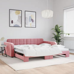 Vidaxl - Lit de jour avec lit gigogne rose 100x200 cm velours