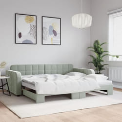 vidaXL Lit de jour avec lit gigogne gris clair 90x190 cm velours - 180 x 200 cm