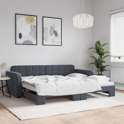 vidaXL Lit de jour avec lit gigogne gris foncé 90x190 cm velours canapé-lit canapé-lit confortable lit de jour gigogne 3196943