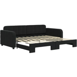Lit de jour avec lit gigogne noir 90x190 cm velours vidaXL