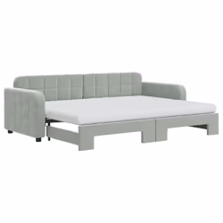 VidaXL 3196946, lit sofa, Gris, mousse, Métal, Polyester, Bois, 2230 mm, 910 mm
