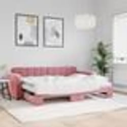 vidaXL Lit de jour avec lit gigogne et matelas rose 80x200 cm velours - 180 x 200 cm