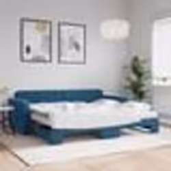 vidaXL Lit de jour avec lit gigogne et matelas bleu 90x200 cm velours - 90 x 200 cm