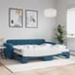 vidaXL Lit de jour avec lit gigogne et matelas bleu 90x200 cm velours - 90 x 200 cm