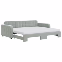 VidaXL 3196953, lit sofa, Gris, mousse, Métal, Polyester, Bois, 2240 mm, 1000 mm