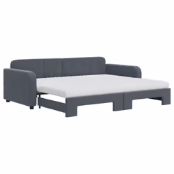 VidaXL 3196954, lit sofa, Gris, mousse, Métal, Polyester, Bois, 2240 mm, 1000 mm