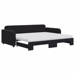 VidaXL 3196957, lit sofa, Noir, mousse, Métal, Polyester, Bois, 2240 mm, 1000 mm