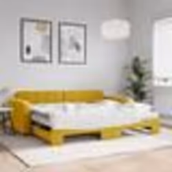 vidaXL Lit de jour avec gigogne et matelas jaune 90x200 cm velours - 90 x 200 cm