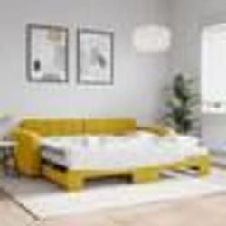 vidaXL Lit de jour avec gigogne et matelas jaune 90x200 cm velours - 90 x 200 cm