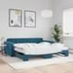 vidaXL Lit de jour avec lit gigogne et matelas bleu 100x200 cm velours - 100 x 200 cm